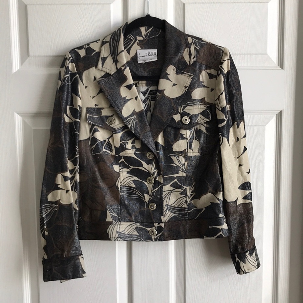 Joseph Ribkoff Floral‎ Linen Blend Jacket / SZ 6